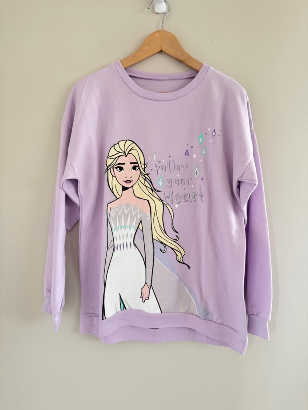 Disney Frozen‎ Elsa Sweatshirt Girls 14-16 Purple Graphic Pullover Princess Top